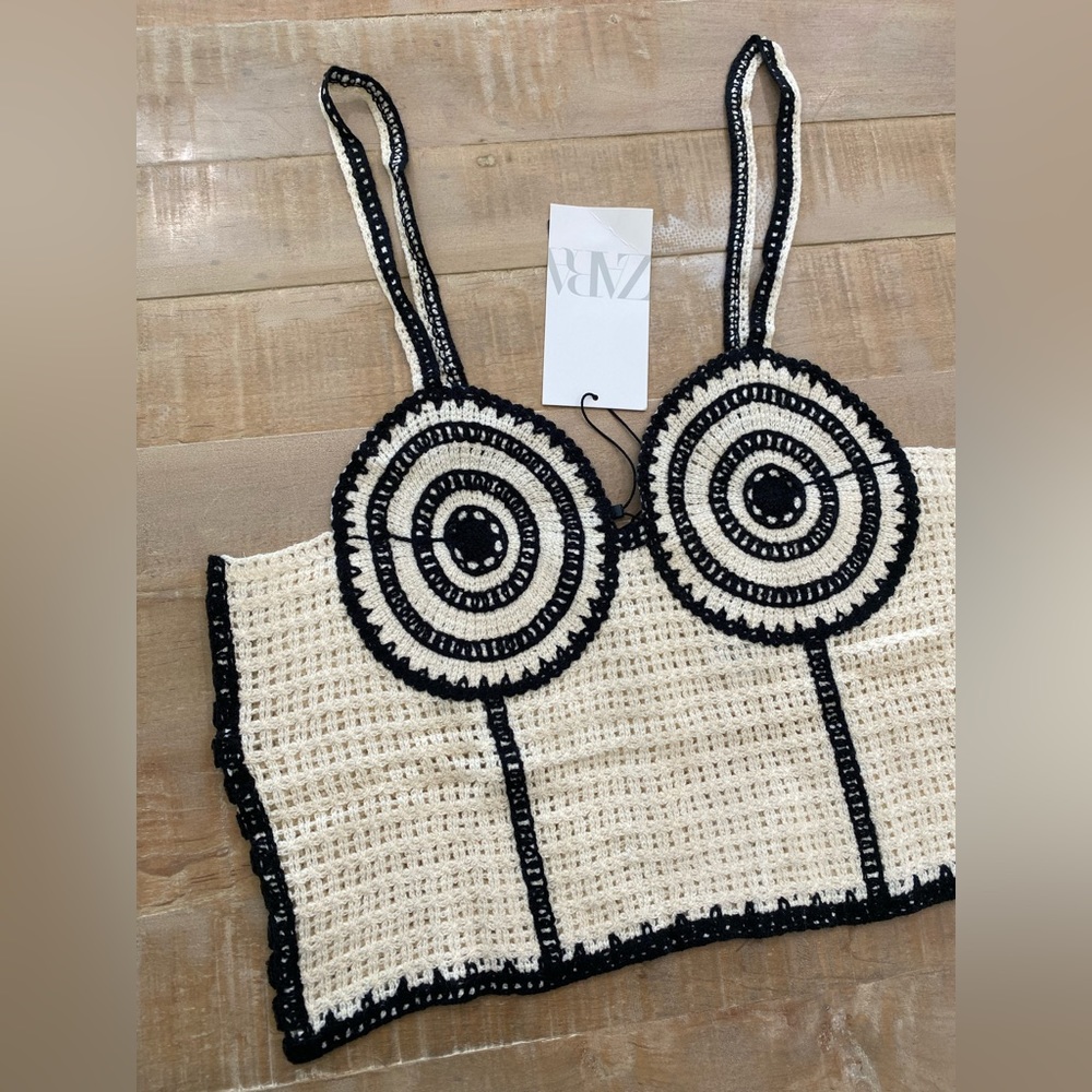 Zara Crochet Corset Crop top bustier - Picture 6 of 11